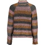 Desigual Gestreepte Grofgebreide Trui Oranje/Antracient/Roze