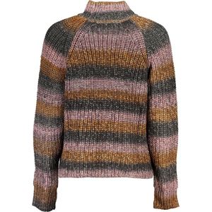 Desigual Gestreepte Grofgebreide Trui Oranje/Antracient/Roze