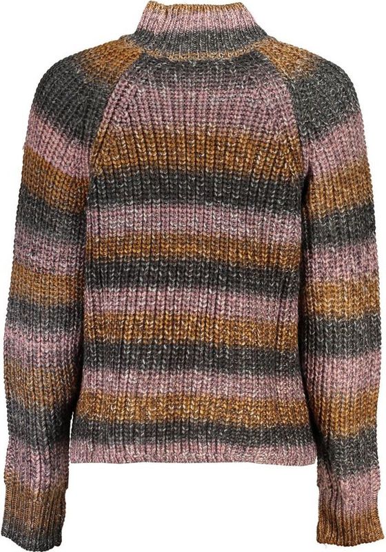 Desigual Gestreepte Grofgebreide Trui Oranje/Antracient/Roze