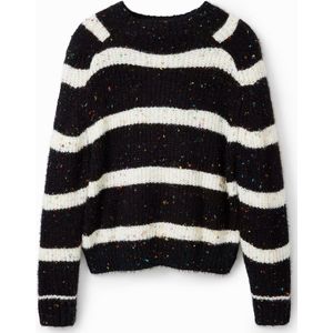 Desigual Gestreepte Trui met Wol Zwart/Wit