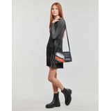 Korte Jurk - Tweekleurig - Ribbelbreisel - Slim Fit - Ronde Hals - Lange Mouwen