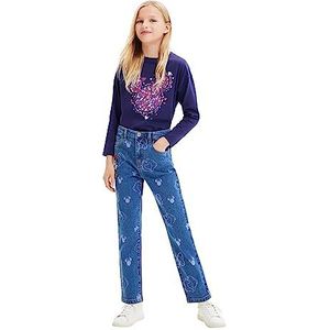 Jeans - Mom Fit - Hoge Taille - Gewassen Effect - Minnie Mouse Print