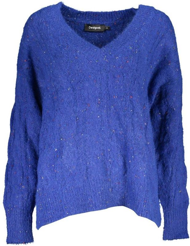 VNeck - Speckled Knit Sweater - Blauw - Dames