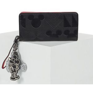 Desigual Mone_All Mickey Maya Maxi Tri-Fold Wallet, Black, zwart, 19.2