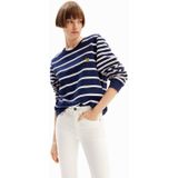 Desigual - Rechte Pasvorm - Sweater - Marine Strepen - 100% Katoen