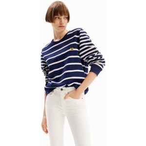 Desigual - Rechte Pasvorm - Sweater - Marine Strepen - 100% Katoen