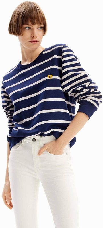 Desigual - Rechte Pasvorm - Sweater - Marine Strepen - 100% Katoen