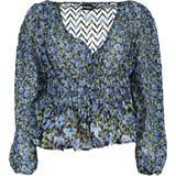 Desigual - Patroon Blouse - Lange Mouwen - V-hals - Elastische Taille - Logo Detail