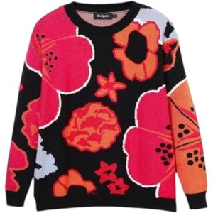 Desigual Zwart Trui Met Bloemen