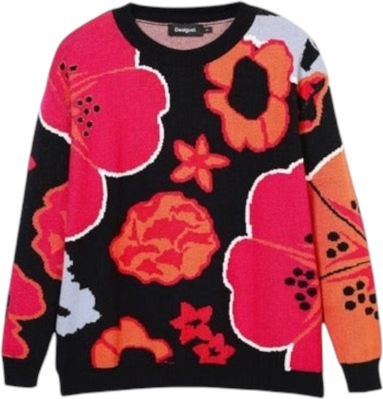 Desigual Zwart Trui Met Bloemen
