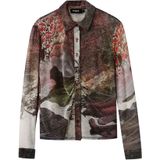 Desigual Dames gebreid T-shirt met lange mouwen voor dames, Materiaalverwerking., XL