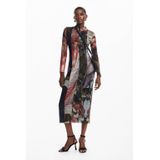 Jurk - Cocktailjurken - 3/4 Lengte - Opstaande Kraag - Lange Mouw