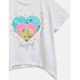 Desigual - T-shirt - Katoen - Hartprint met Strass-steentjes