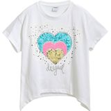 Desigual - T-shirt - Katoen - Hartprint met Strass-steentjes