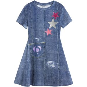 Desigual - Spijkerjurk - Medium Blue Denim - Korte Mouwen - Met Glitter