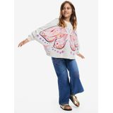 Desigual - Sweater - Ecru - Voor Meisjes - Ronde Hals - Lange Wijde Mouwen