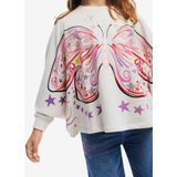 Desigual - Sweater - Ecru - Voor Meisjes - Ronde Hals - Lange Wijde Mouwen