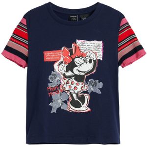 Desigual - Shirt - Blauw - Minnie Mouse - Kwartmouw