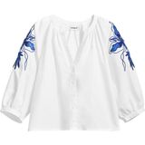 Blouse - Pofmouwen - Katoen - Bloemenprint - Tuniek Kraag