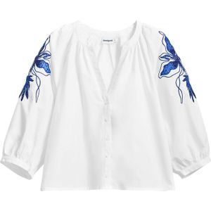 Blouse - Pofmouwen - Katoen - Bloemenprint - Tuniek Kraag