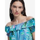 Desigual Blus_Selene T-shirt voor dames, groen, L, Groen, L