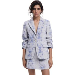 Blazer - Katoen - Gedeeltelijk Gevoerd - Lange Mouw - Normale Pasvorm