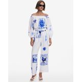 Desigual Jumpsuit Wit - Off Shoulder - Wide Leg Pasvorm