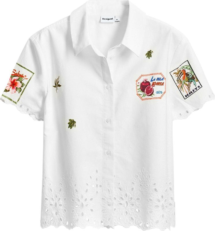 Desigual - Cam_Afrodita 25Swcw 17 - Blouse - Wit - 100% Katoen