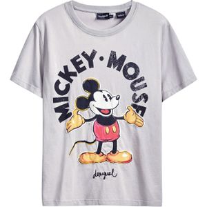 Desigualvoor vrouwen. 25SWTKAI Mickey Mouse grijs T-shirt (M), Casual, Katoen, Korte mouwen