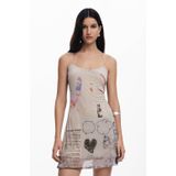 Desigual - Zomerjurk - Crème - Mouwloos - Korte Jurk