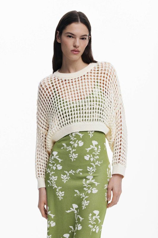 A-lijn Jurk - Mini-Bloemenprint - Spaghettibandjes - Open Rugdetail - Natuurlijke Tint