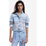 Desigual - Spijkerjas - Blauw - Denim - Lange Mouwen - Patches