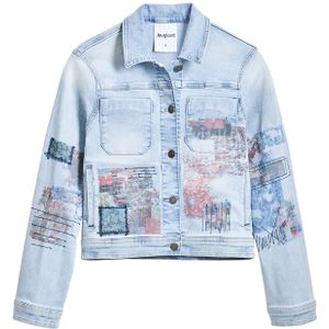 Desigual - Spijkerjas - Blauw - Denim - Lange Mouwen - Patches