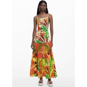 Desigual Tropische Jurk - Lange Jurk met Ruches en Bandjes