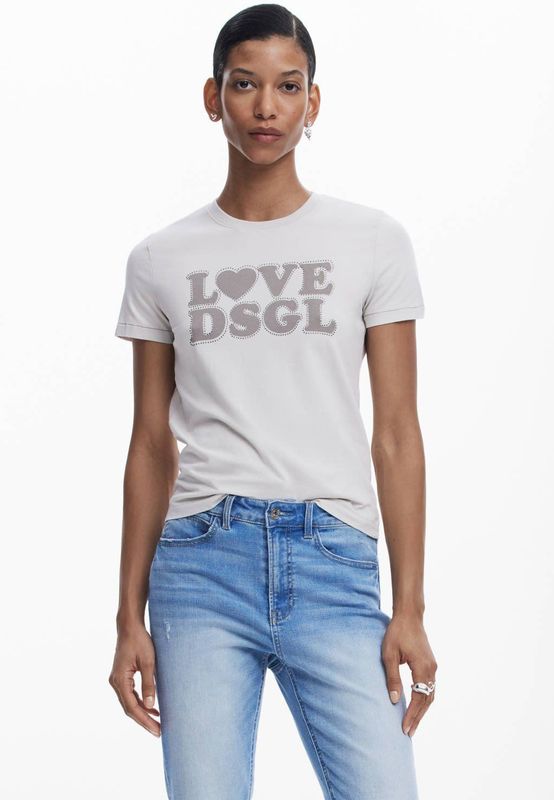 Desigual - LOVE DSGL - T-shirt - Wit