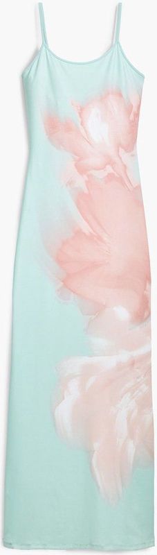 Desigual - Jurk - Lichtblauw - Bloemenprint - Mouwloos - 7/8 Lengte