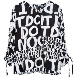 Desigual - Blouse - Wit - Korte Mouwen - Vierkante Hals