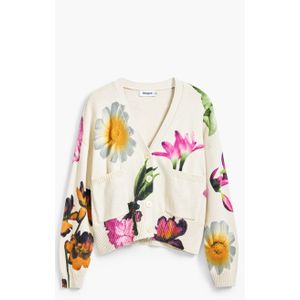 Desigual - Cardigan - Beige - Met Bloemenprint