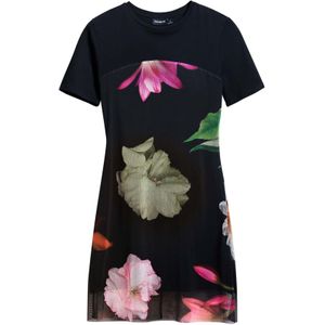 Desigual - Zwarte Bloemenjurk - Casual - Korte Mouwen