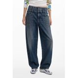 Jeans - Effen - Wide Leg - Heavy Washed - Mid Waist