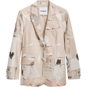 Desigual - Rode Geknoopte Blazer - Dames - Katoen - Lente/Zomer