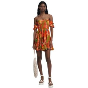 Desigual - Zomerjurk - Groen/Oranje - Viscose - Bloemenprint