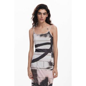 Desigual - Geometric Dress - Beige - 95% Polyester - Mouwloos