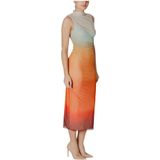 Desigual - Mouwloze Turtleneck Jurk - Oranje - Polyester Mix