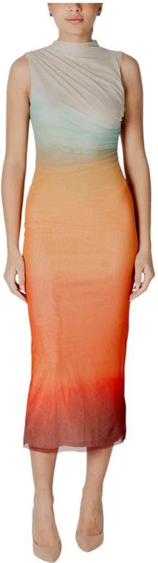 Desigual - Mouwloze Turtleneck Jurk - Oranje - Polyester Mix