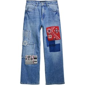 Desigual - Rechte Jeans met Patches - Middelhoge Taille - Lang
