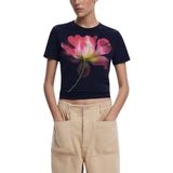 Desigual - T-shirt - Katoen - Met Grote Bloemenprint - Korte Mouwen
