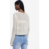 Desigual - Opengewerkt Cropped Trui - Effen Kleur - Katoen - Zigzag Details