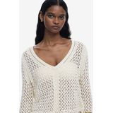 Desigual - Opengewerkt Cropped Trui - Effen Kleur - Katoen - Zigzag Details