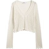 Desigual - Opengewerkt Cropped Trui - Effen Kleur - Katoen - Zigzag Details
